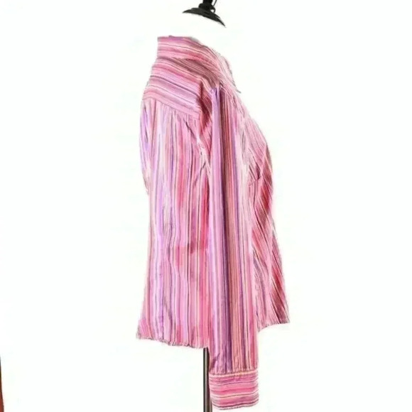 Liz Claiborne top size L button down pinstriped - Picture 4 of 9